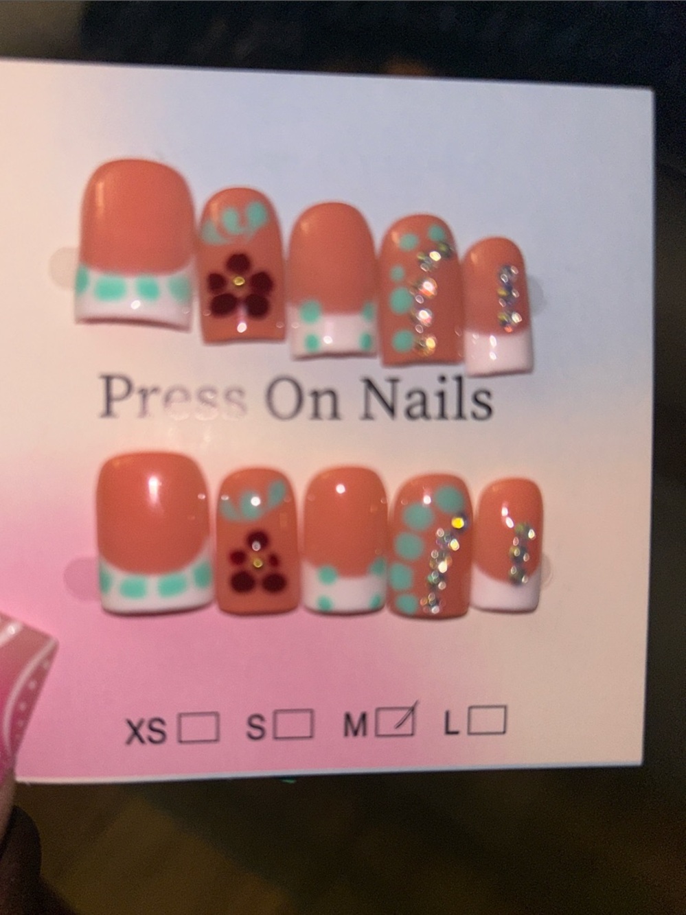 Peach & Mint Floral Press-On Nail Set